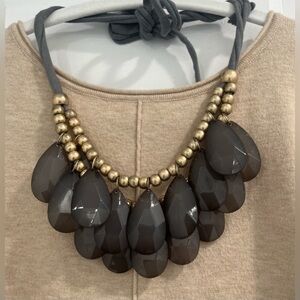 Statement Necklace with Gray and Gold Beads